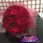 50 Roses with 2 cadbury Silk chocolates
